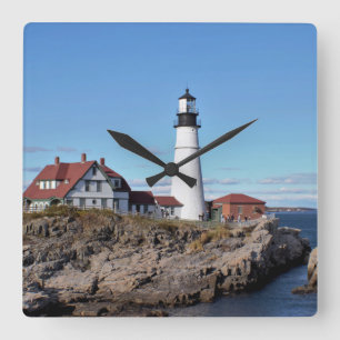 Leuchtturm Portland Head Quadratische Wanduhr