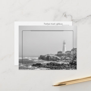 Leuchtturm Portland Head Schwarz-Weiß Postkarte
