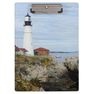 Leuchtturm Portland Headlight an felsiger Küste Klemmbrett