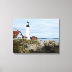 Leuchtturm Portland Headlight an felsiger Küste Leinwanddruck