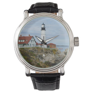 Leuchtturm Portland Headlight auf felsigem Ufer Armbanduhr