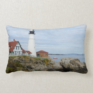 Leuchtturm Portland Headlight auf felsigem Ufer Lendenkissen