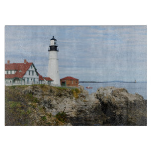 Leuchtturm Portland Headlight auf felsigem Ufer Schneidebrett