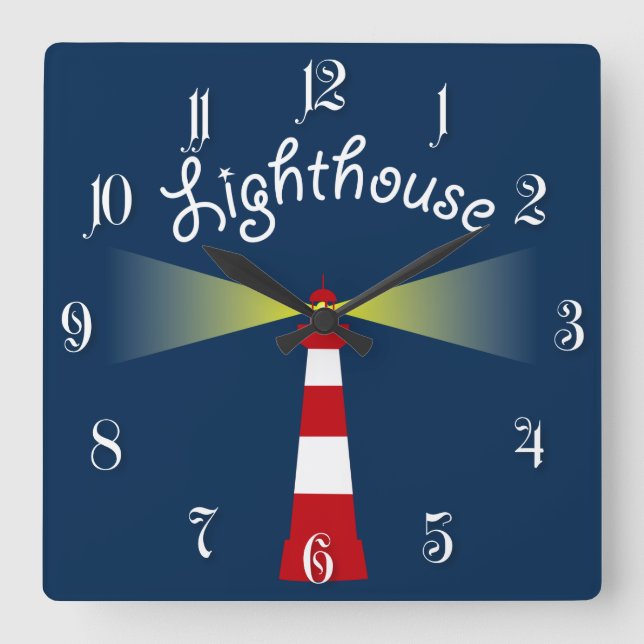Leuchtturm Quadratische Wanduhr (Vorderseite)