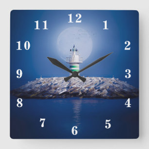 Leuchtturm Quadratische Wanduhr