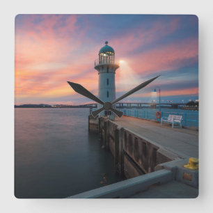 Leuchtturm Raffles   Jachthafen, Singapur Quadratische Wanduhr
