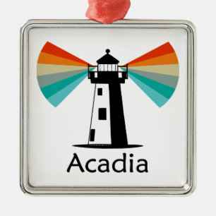 Leuchtturm Regenbogen im Acadia National Park Ornament Aus Metall