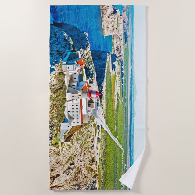 Leuchtturm Sagres Portugal Badetuch (Vorderseite)