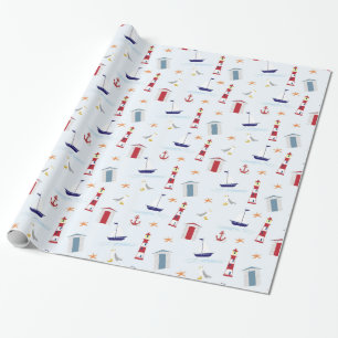 Leuchtturm Sailboat Starfish Kinderdusche Geschenkpapier