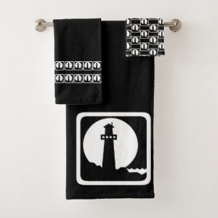 Leuchtturm Schwarzweißküste Deko Badhandtuch Set
