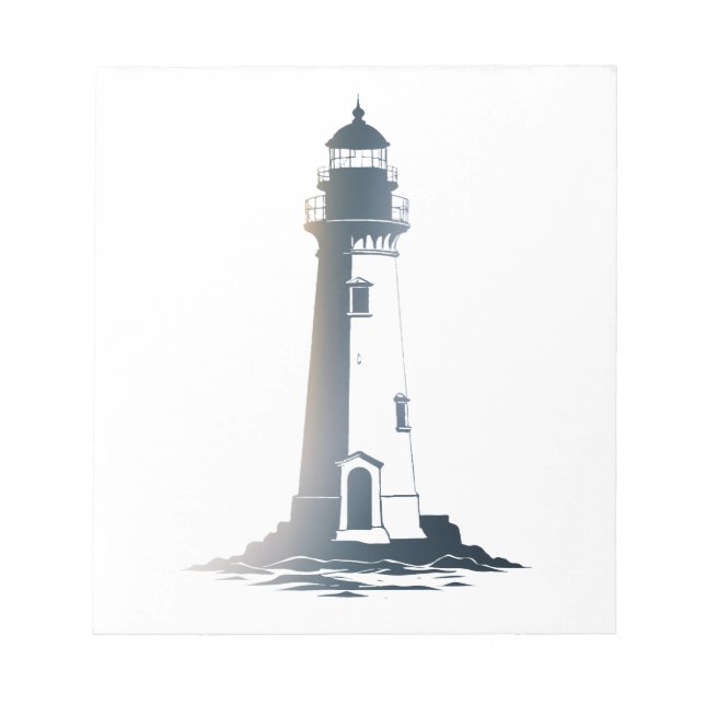 Leuchtturm Sea Illustration Silhouette Style Notizblock (Vorderseite)