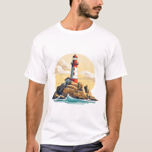 Leuchtturm Seeküste Schönheit Natur Entdeckung des T-Shirt