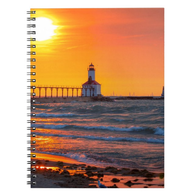 Leuchtturm-Sonnenuntergang Notizblock (Vorderseite)