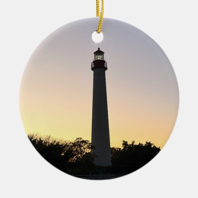Leuchtturm-Sonnenuntergangs-Foto-Ornamente Keramik Ornament (Vorne)