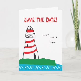 Leuchtturm Speichern Sie die Datumskarten Ankündigung