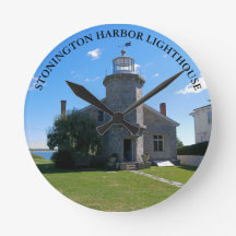Leuchtturm Stonington Harbour, CT Round Wall Clock