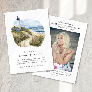 Leuchtturm Strand Foto Sympathie Beerdigung Gedenk Dankeskarte