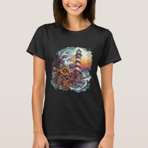 Leuchtturm Strandhaus Segeln Booten Meer Licht T-Shirt