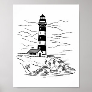 Leuchtturm Strandhaus Segeln Meer Strand Bootfahre Poster