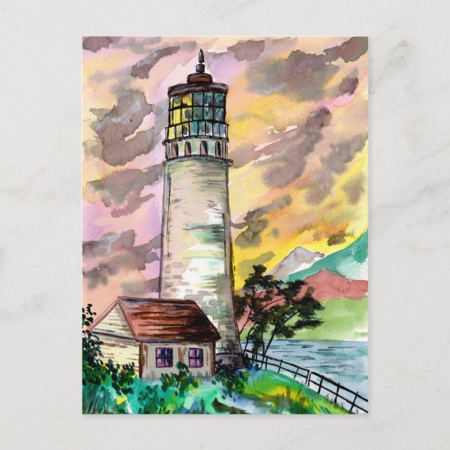 Leuchtturm Sunset Postkarte (Vorderseite)