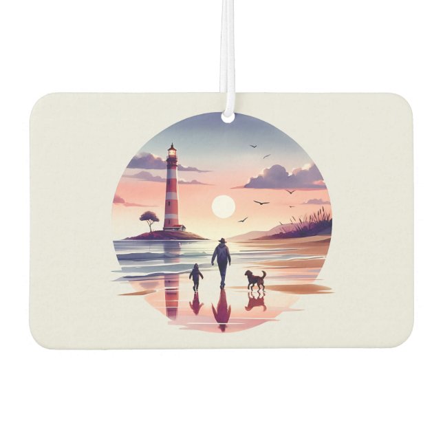 Leuchtturm Sunset Walk Coastal Szene Autolufterfrischer (Vorderseite)