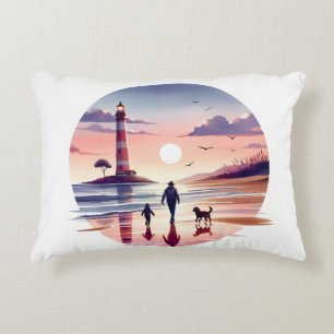 Leuchtturm Sunset Walk Coastal Szene Dekokissen