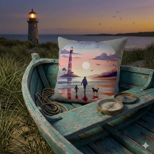 Leuchtturm Sunset Walk Coastal Szene Kissen