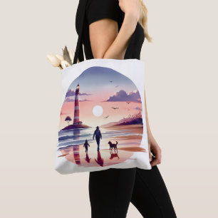 Leuchtturm Sunset Walk Coastal Szene Tasche