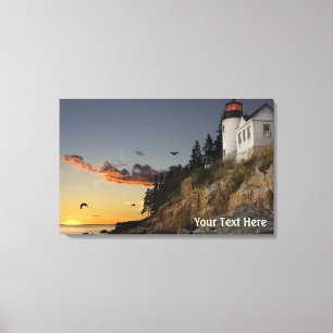 Leuchtturm-Szene mit rosa Wolken-Leinwand-Druck Leinwanddruck