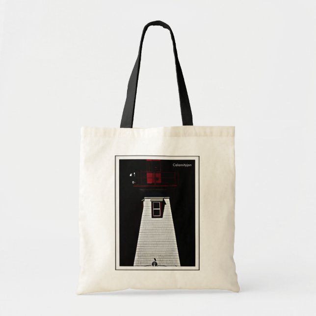Leuchtturm- u. Krähen-Foto auf natürlicher Tasche (Vorne)