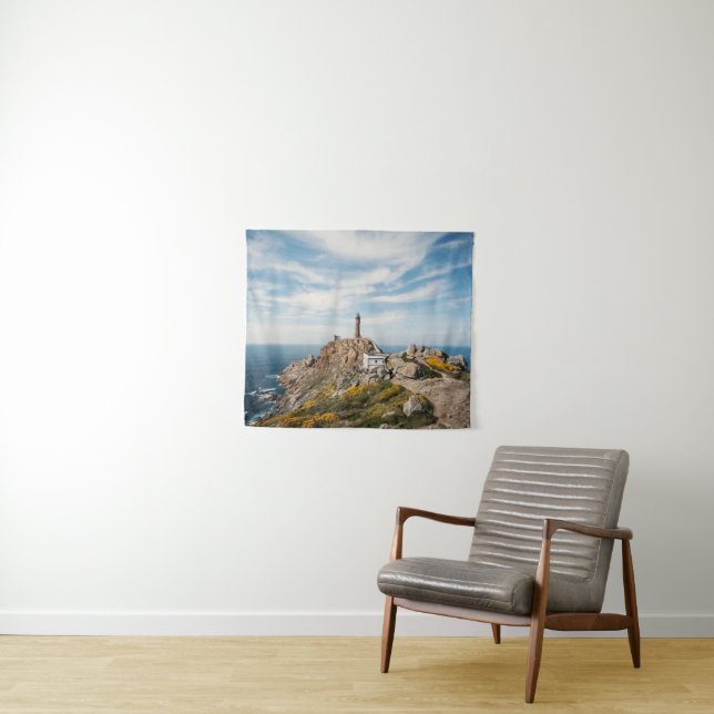 Leuchtturm u. Museum | Cabo Vilan Galizien Spanien Wandteppich (Beispiel (Horizontal))