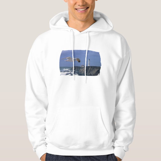 Leuchtturm u. Seemöwe Hoodie (Vorderseite)