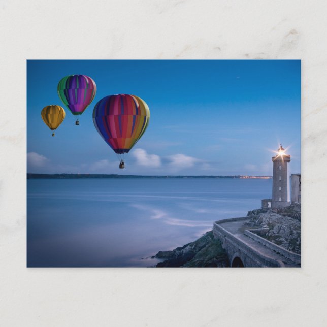 Leuchtturm und Ballons Postkarte (Vorderseite)