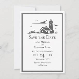 Leuchtturm und Boot Nautical Sea Beach Hochzeit Save The Date