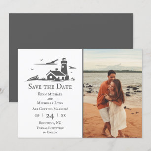 Leuchtturm und Boot Nautical Sea Beach Hochzeit Save The Date