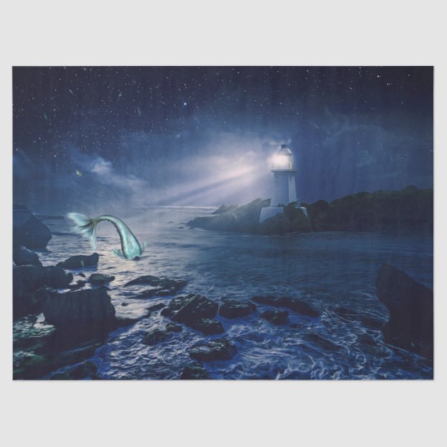 Leuchtturm und Mermaid-Tissue Seidenpapier (Vorderseite)