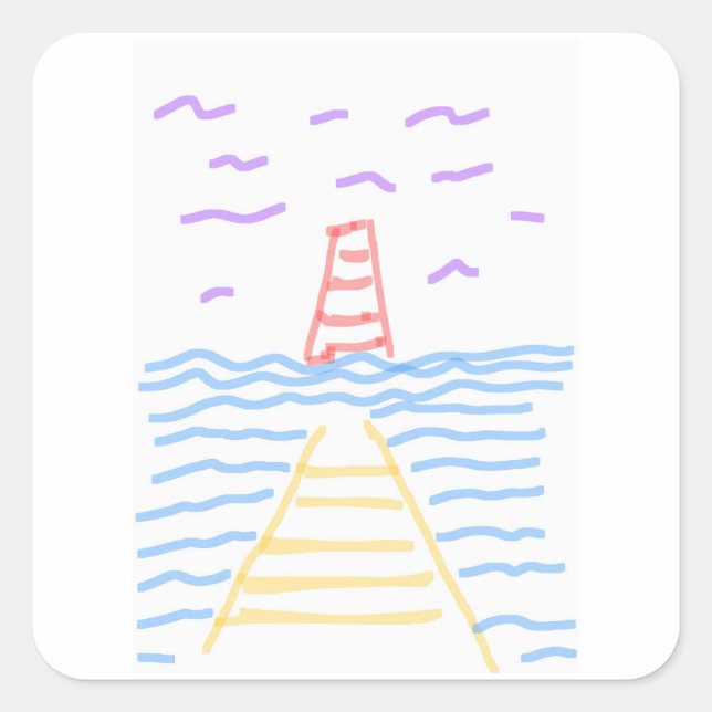 Leuchtturm und Pier-Aufkleber Quadratischer Aufkleber (Vorderseite)