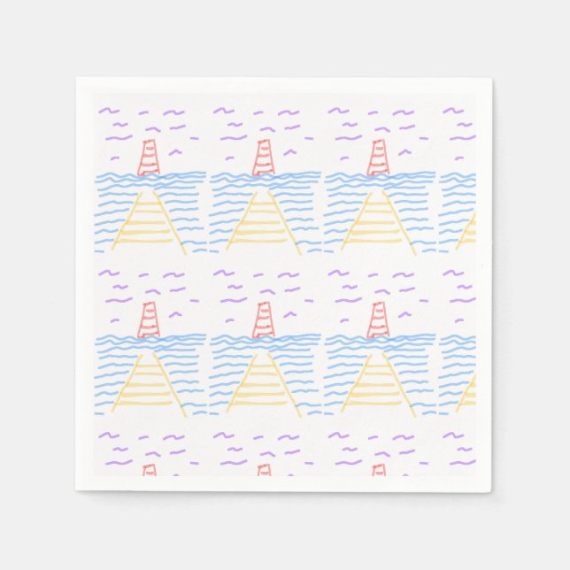 Leuchtturm und Pier Paper Napkin Serviette (Vorderseite)