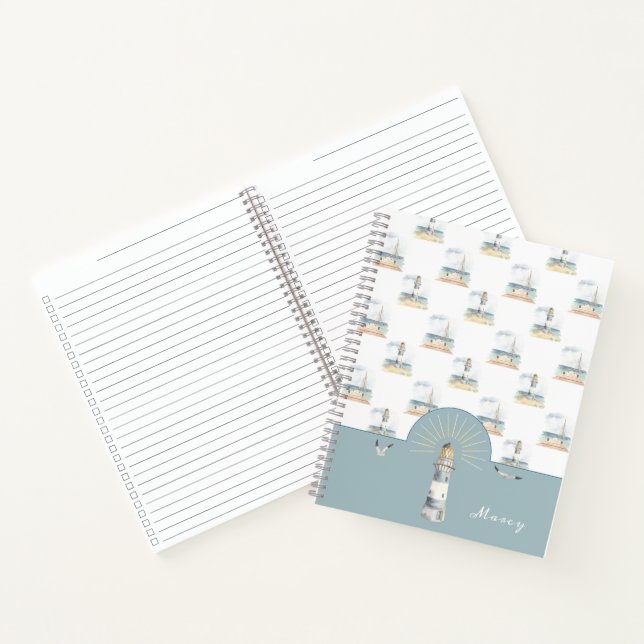 Leuchtturm und Sailboat Traumstrand Notizbuch (Innenseite)