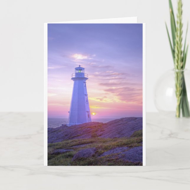 Leuchtturm und Sonnenuntergang Karte (Vorderseite)