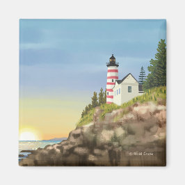 Leuchtturm und Sonnenuntergang Magnet