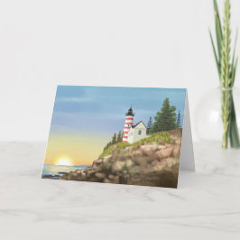 Leuchtturm- und Sonnenuntergangskarte Karte