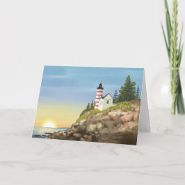Leuchtturm- und Sonnenuntergangskarte Karte