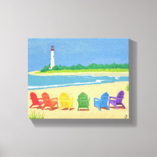 Leuchtturm-und Strand-Stuhl-Leinwand Leinwanddruck
