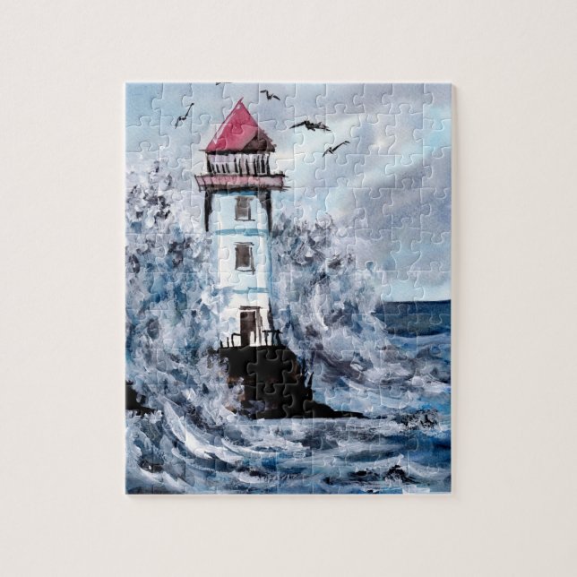 Leuchtturm und Wasserfarbe des Sturms (Vertikal)