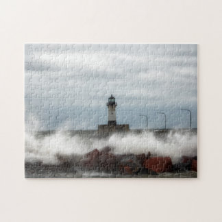 Leuchtturm und Waves Duluth Minnesota Jigsaw Puz