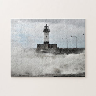 Leuchtturm und Wellen Duluth Minnesota