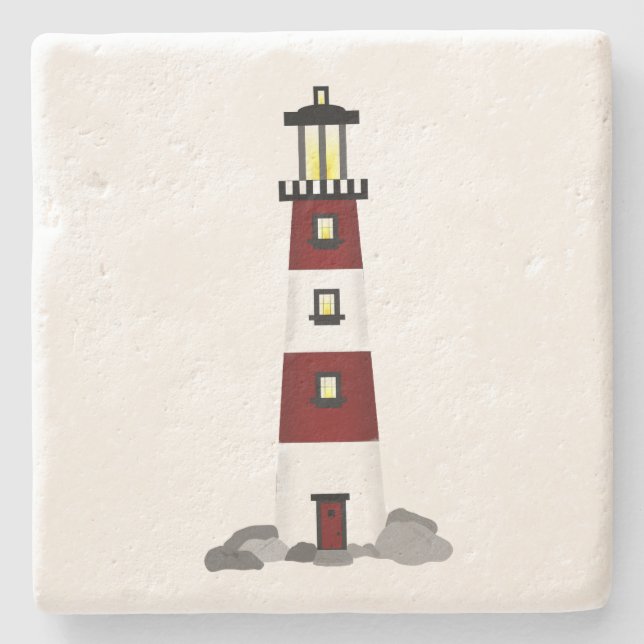 Leuchtturm-Untersetzer Steinuntersetzer (Vorderseite)