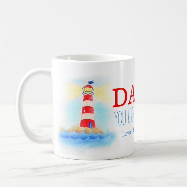 Leuchtturm-Vati leuchten Sie unserer Leben-Tasse Kaffeetasse (Links)