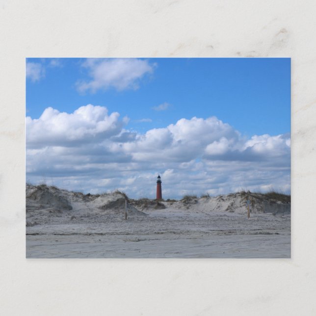 Leuchtturm vom Strand Postkarte (Vorderseite)